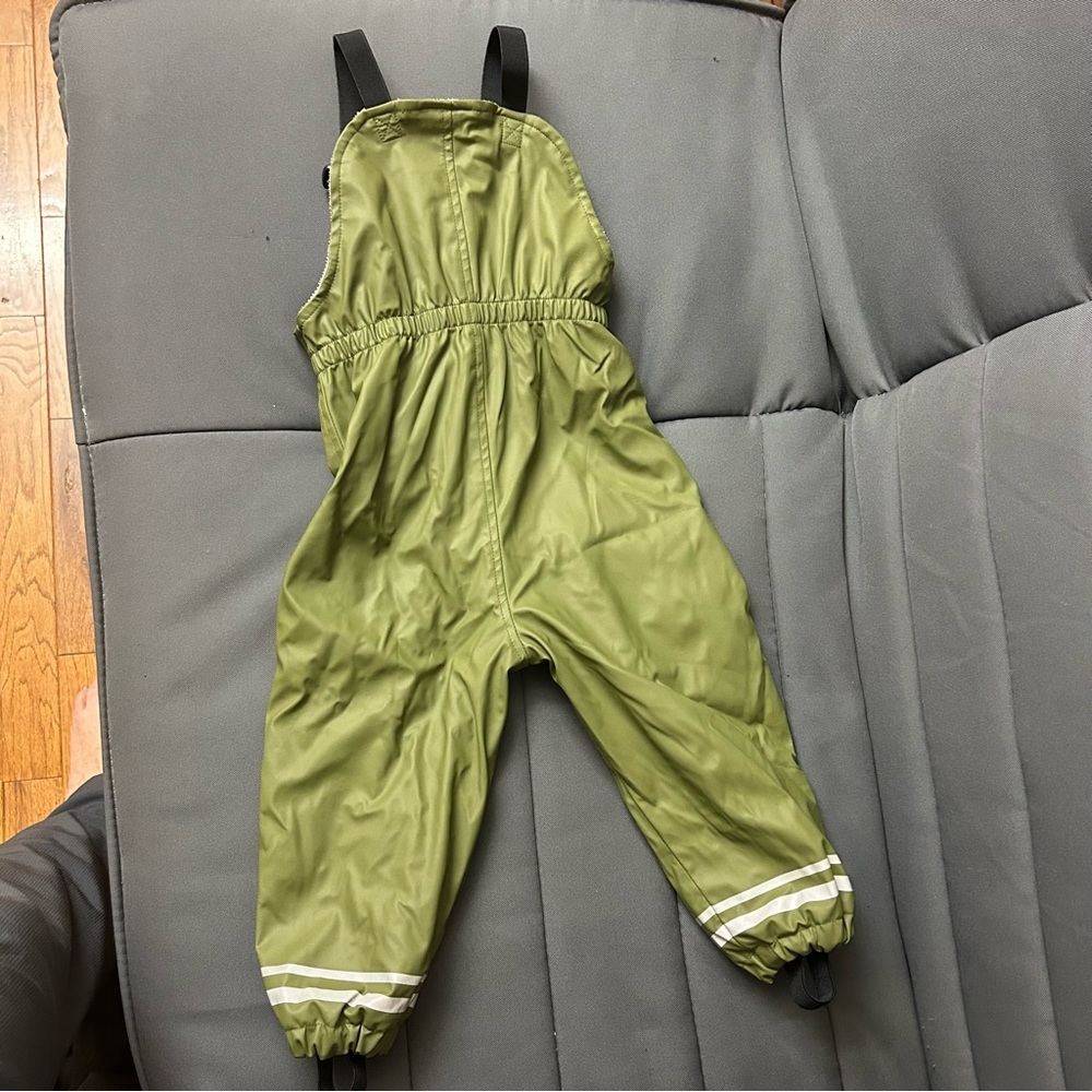 Zara Kids Olive Water Repellent Overalls with Reflective Stripes.  Size 2-3 year